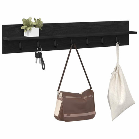 vidaXL Wall-Mounted Coat Rack with Shelf Black oak 100 x 10.5 x 18 cm