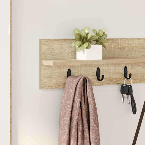 vidaXL Wall-Mounted Coat Rack with Shelf Sonoma oak 100 x 10.5 x 18 cm
