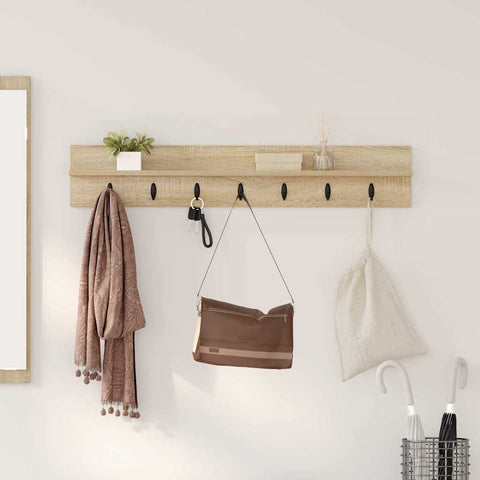 vidaXL Wall-Mounted Coat Rack with Shelf Sonoma oak 100 x 10.5 x 18 cm
