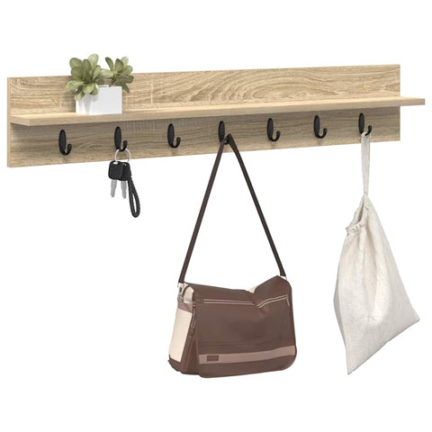vidaXL Wall-Mounted Coat Rack with Shelf Sonoma oak 100 x 10.5 x 18 cm