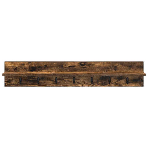 vidaXL Wall-Mounted Coat Rack with Shelf Smoked oak 100 x 10.5 x 18 cm
