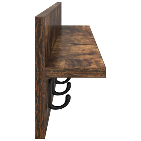 vidaXL Wall-Mounted Coat Rack with Shelf Smoked oak 100 x 10.5 x 18 cm
