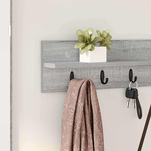vidaXL Wall-Mounted Coat Rack Grey sonoma 100 x 10.5 x 18 cm