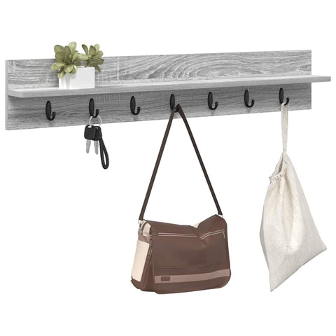 vidaXL Wall-Mounted Coat Rack Grey sonoma 100 x 10.5 x 18 cm