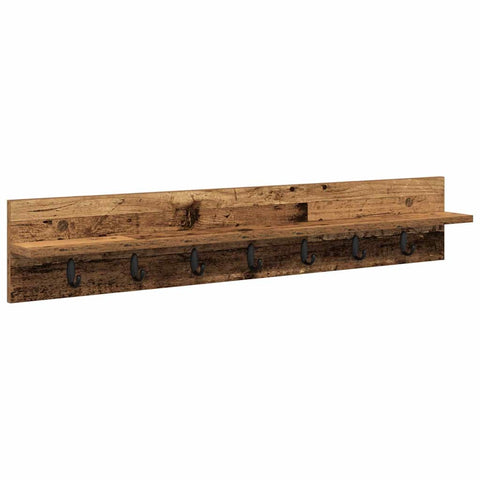 vidaXL Wall-Mounted Coat Rack with Shelf Wall-mounted Old wood 100 x 10.5 x 18 cm