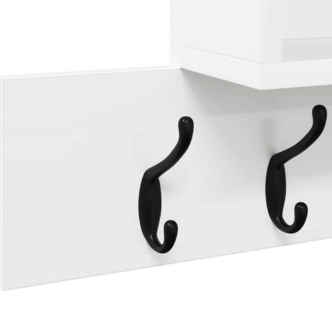 vidaXL Wall-Mounted Coat Rack with Shelf Wall-mounted with Storage White Engineered wood