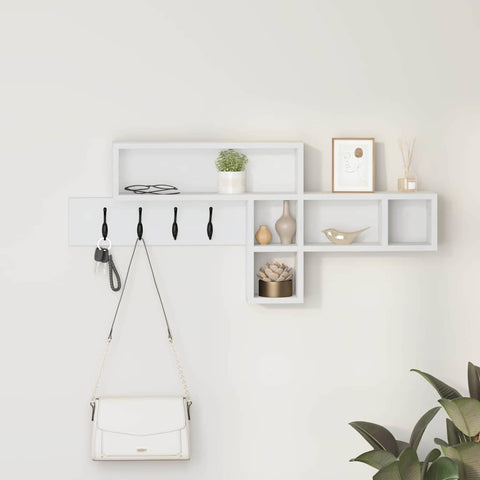 vidaXL Wall-Mounted Coat Rack with Shelf Wall-mounted with Storage White Engineered wood