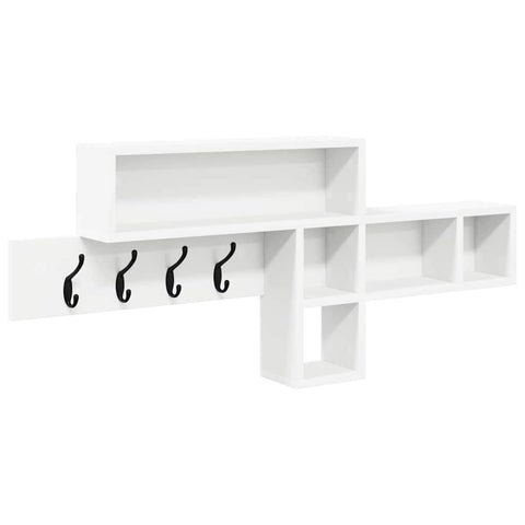vidaXL Wall-Mounted Coat Rack with Shelf Wall-mounted with Storage White Engineered wood