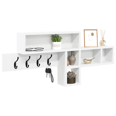 vidaXL Wall-Mounted Coat Rack with Shelf Wall-mounted with Storage White Engineered wood