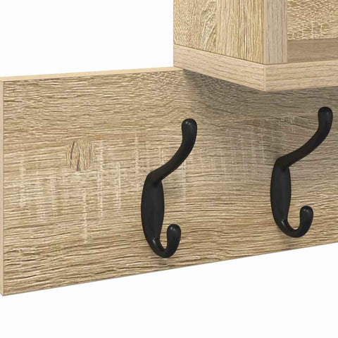 vidaXL Wall-Mounted Coat Rack with Shelf Wall-mounted with Storage Sonoma oak Engineered wood