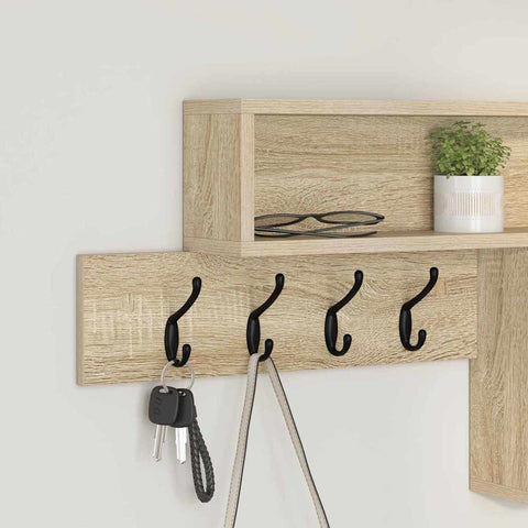 vidaXL Wall-Mounted Coat Rack with Shelf Sonoma oak 100 x 12 x 43.5 cm