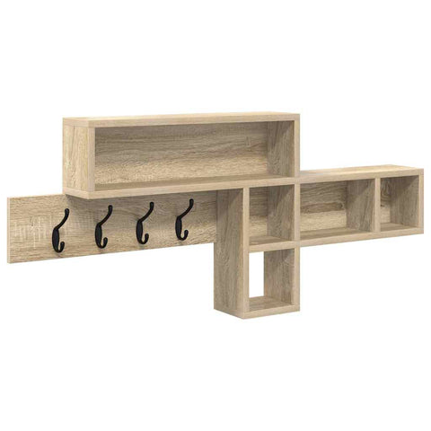 vidaXL Wall-Mounted Coat Rack with Shelf Wall-mounted with Storage Sonoma oak Engineered wood