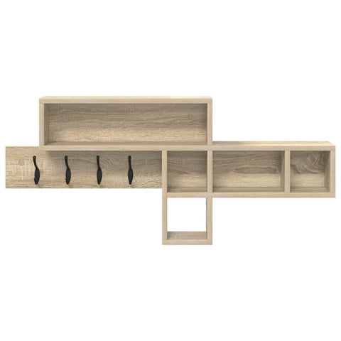 vidaXL Wall-Mounted Coat Rack with Shelf Wall-mounted with Storage Sonoma oak Engineered wood