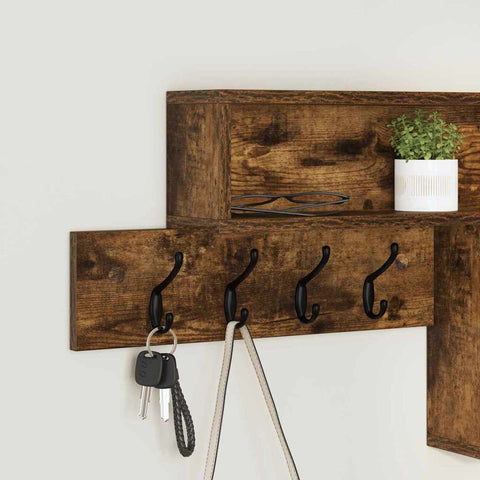 vidaXL Wall-Mounted Coat Rack with Shelf Smoked oak 100 x 12 x 43.5 cm