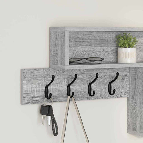 vidaXL Wall-Mounted Coat Rack Grey sonoma 100 x 12 x 43.5 cm