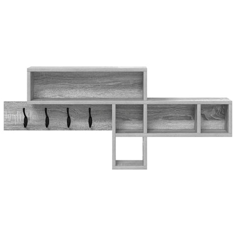 vidaXL Wall-Mounted Coat Rack with Shelf Wall-mounted with Storage Grey sonoma Engineered wood