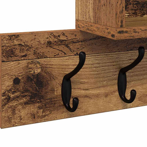 vidaXL Wall-Mounted Coat Rack with Shelf Wall-mounted with Storage Old wood Engineered wood