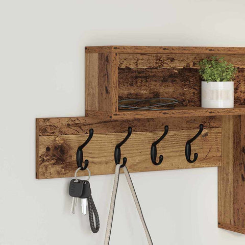 vidaXL Wall-Mounted Coat Rack with Shelf Old wood 100 x 12 x 43.5 cm