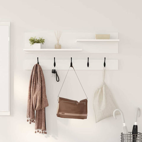 vidaXL Wall-Mounted Coat Rack with Shelf Wall-mounted with Storage White Engineered wood
