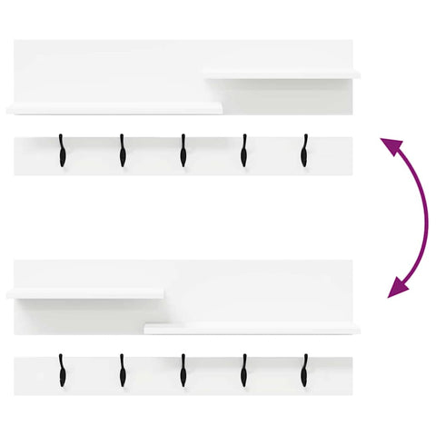 vidaXL Wall-Mounted Coat Rack with Shelf Wall-mounted with Storage White Engineered wood