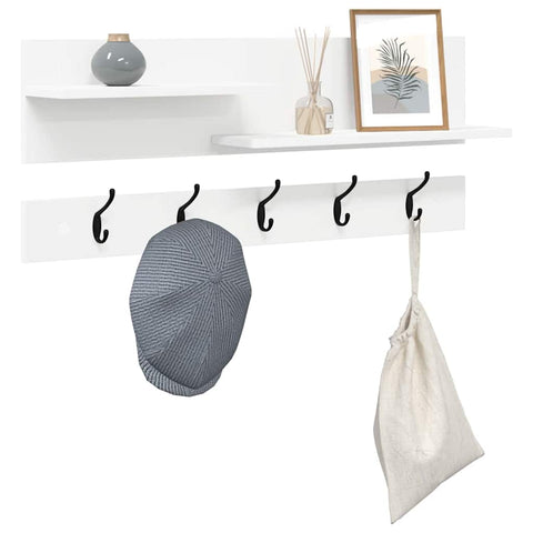 vidaXL Wall-Mounted Coat Rack with Shelf Wall-mounted with Storage White Engineered wood