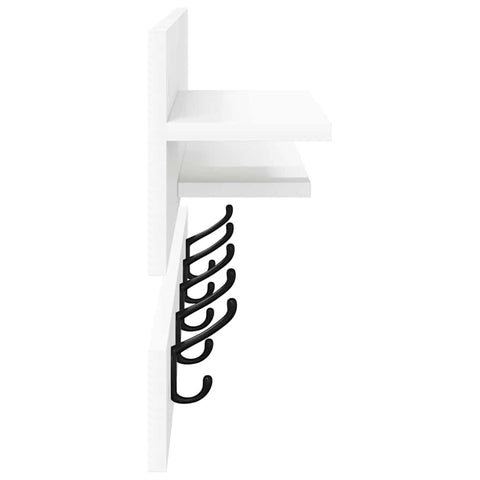 vidaXL Wall-Mounted Coat Rack with Shelf Wall-mounted with Storage White Engineered wood