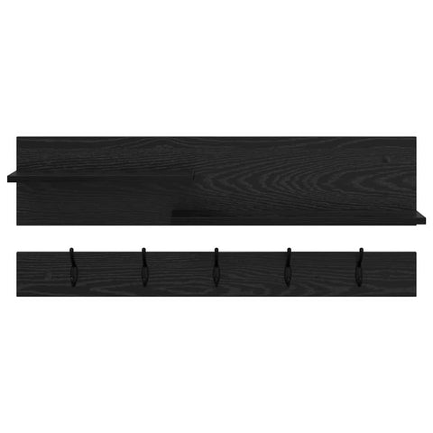 vidaXL Wall-Mounted Coat Rack with Shelf Wall-mounted with Storage Black oak Engineered wood