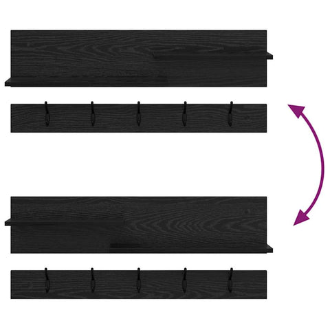 vidaXL Wall-Mounted Coat Rack with Shelf Wall-mounted with Storage Black oak Engineered wood