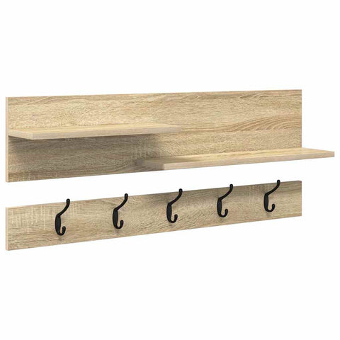 vidaXL Wall-Mounted Coat Rack with Shelf Wall-mounted with Storage Sonoma oak Engineered wood
