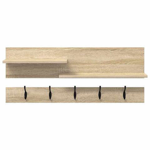 vidaXL Wall-Mounted Coat Rack with Shelf Wall-mounted with Storage Sonoma oak Engineered wood