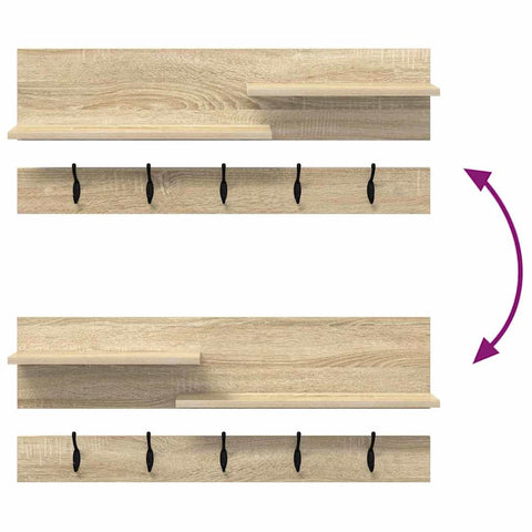 vidaXL Wall-Mounted Coat Rack with Shelf Wall-mounted with Storage Sonoma oak Engineered wood