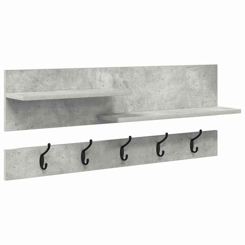 vidaXL Wall-Mounted Coat Rack with Shelf Concrete grey Engineered wood