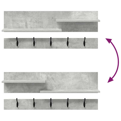 vidaXL Wall-Mounted Coat Rack with Shelf Concrete grey Engineered wood