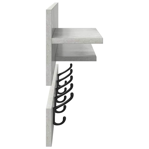 vidaXL Wall-Mounted Coat Rack with Shelf Concrete grey Engineered wood