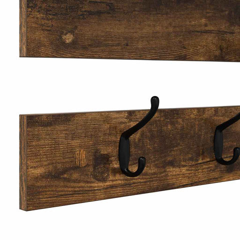 vidaXL Wall-Mounted Coat Rack with Shelf Wall-mounted with Storage Smoked oak Engineered wood