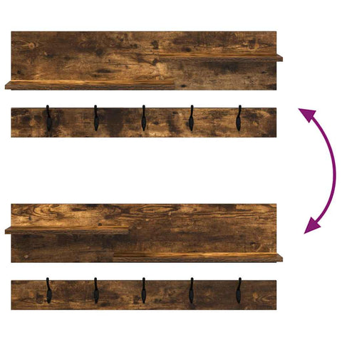 vidaXL Wall-Mounted Coat Rack with Shelf Wall-mounted with Storage Smoked oak Engineered wood
