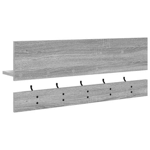 vidaXL Wall-Mounted Coat Rack with Shelf Wall-mounted with Storage Grey sonoma Engineered wood