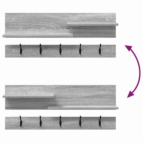 vidaXL Wall-Mounted Coat Rack with Shelf Wall-mounted with Storage Grey sonoma Engineered wood