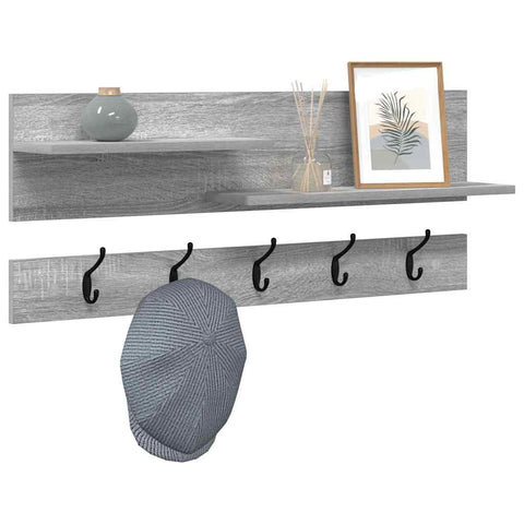 vidaXL Wall-Mounted Coat Rack with Shelf Wall-mounted with Storage Grey sonoma Engineered wood