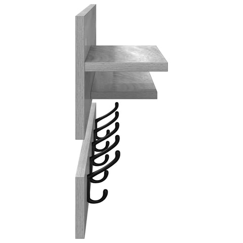 vidaXL Wall-Mounted Coat Rack with Shelf Wall-mounted with Storage Grey sonoma Engineered wood
