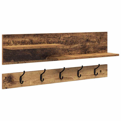 vidaXL Wall-Mounted Coat Rack with Shelf Wall-mounted with Storage Old wood Engineered wood