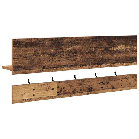 vidaXL Wall-Mounted Coat Rack with Shelf Wall-mounted with Storage Old wood Engineered wood