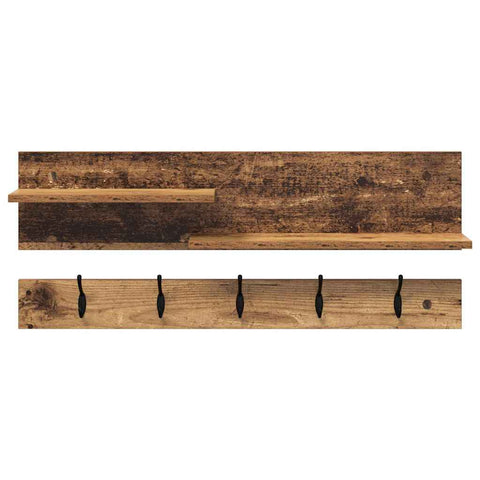 vidaXL Wall-Mounted Coat Rack with Shelf Wall-mounted with Storage Old wood Engineered wood