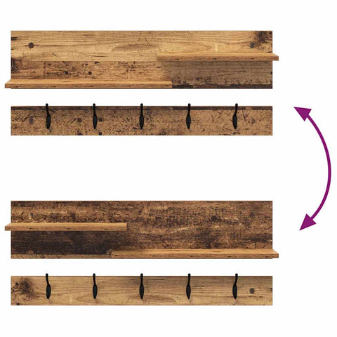 vidaXL Wall-Mounted Coat Rack with Shelf Wall-mounted with Storage Old wood Engineered wood
