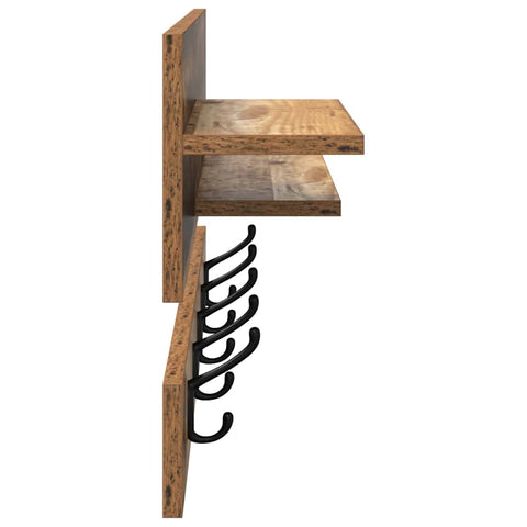 vidaXL Wall-Mounted Coat Rack with Shelf Wall-mounted with Storage Old wood Engineered wood