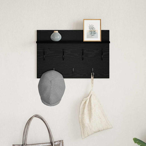 vidaXL Wall-Mounted Coat Rack with Shelf Wall-mounted with Storage Black oak 60 x 40 x 12 cm