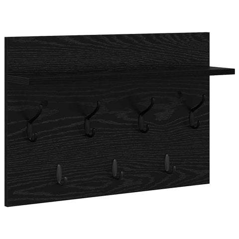 vidaXL Wall-Mounted Coat Rack with Shelf Wall-mounted with Storage Black oak 60 x 40 x 12 cm