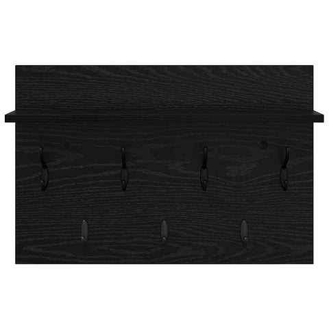 vidaXL Wall-Mounted Coat Rack with Shelf Wall-mounted with Storage Black oak 60 x 40 x 12 cm