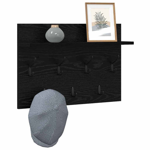 vidaXL Wall-Mounted Coat Rack with Shelf Wall-mounted with Storage Black oak 60 x 40 x 12 cm