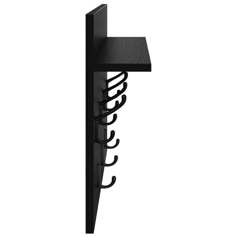vidaXL Wall-Mounted Coat Rack with Shelf Wall-mounted with Storage Black oak 60 x 40 x 12 cm